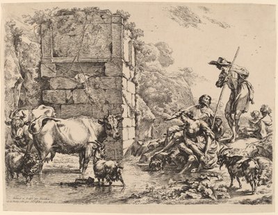 Cow Drinking by Nicolaes Pietersz Berchem
