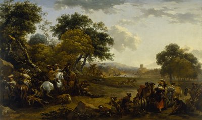Landscape with Hunters by Nicolaes Pietersz. Berchem