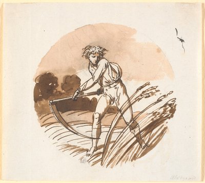 A Harvest Man Swinging a Scythe, Backwards by Nicolai Abildgaard