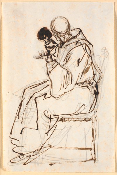 A Seated Monk in Profile to the Left by Nicolai Abildgaard