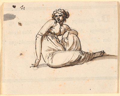 Seated Woman with Left Knee Raised by Nicolai Abildgaard