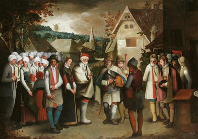A Wedding Procession Through a Town by Nicolas Baullery