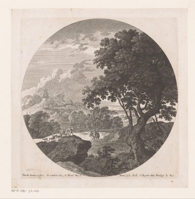 Landscape with Two Men with a Herd of Goats by Nicolas Perelle