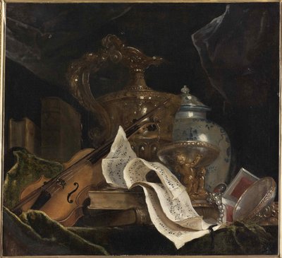Still life with musical instrument by Nicolas de Largillière