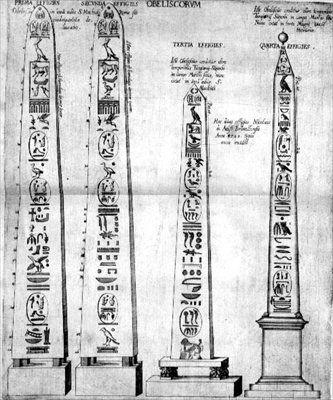 Egyptian obelisks with hieroglyphics by Nicolaus van Aelst