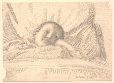 Child (Little Girl?) Lying in Bed by Niels Jakob Jakobsen Bjerre