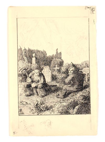 Illustration for "The Beach Watchman and the Church Grim" by Niels Skovgaard