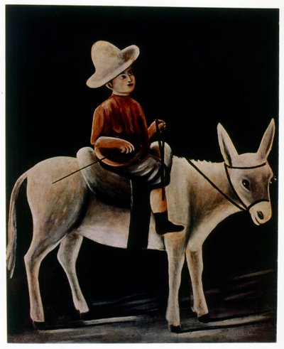 Small boy on a donkey by Niko Pirosmani