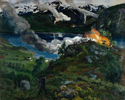 Midsummer Fire by the Jølster Water by Nikolai Astrup