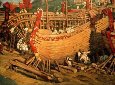 Shipbuilding by Nikolai Konstantinowitsch Roerich