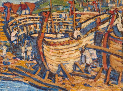 Building the Ships. Study by Nikolai Konstantinowitsch Roerich