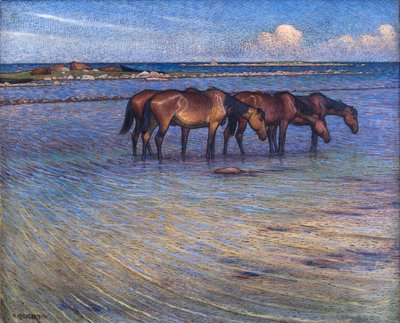 Horses Cooling Themselves in Water by Nils Kreuger
