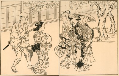 Three women and male servant by Nishikawa Sukenobu