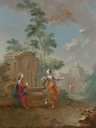 Christ and the Samaritan Woman at the Well by Norbert Grund