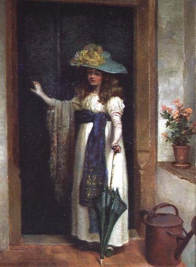 Young Girl with an Umbrella by Norman Prescott Davies