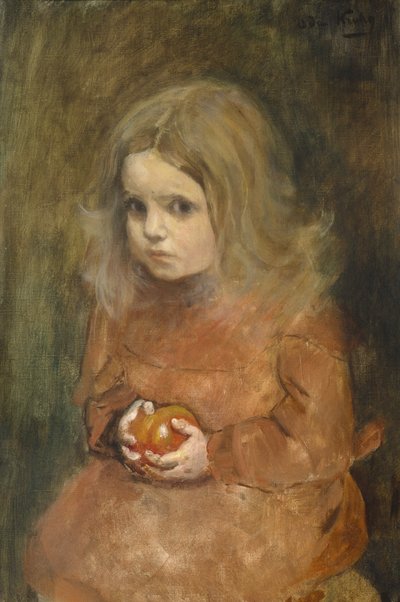 Little girl with apple by Oda Krohg