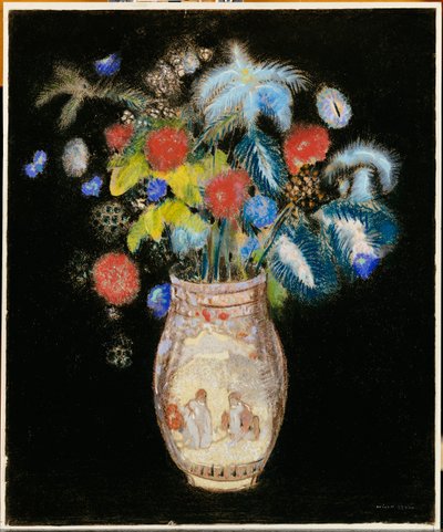 Large Bouquet on a Black Background, c.1910 by Odilon Redon