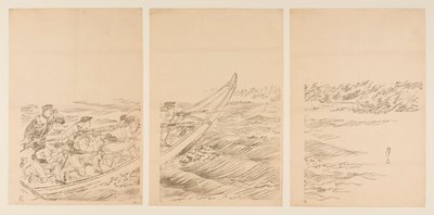 A Conflict on the Yalu River by Ogata Gessan