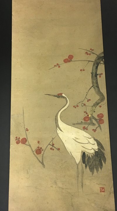 Red Plum Branch and a Crane by Ogata Kenzan