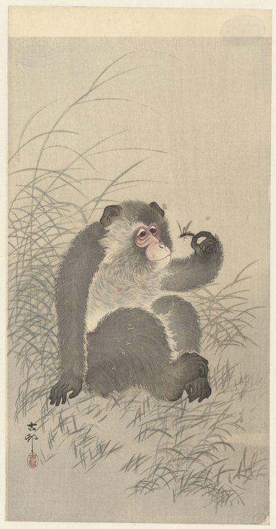 Monkey with Insect by Ohara Koson