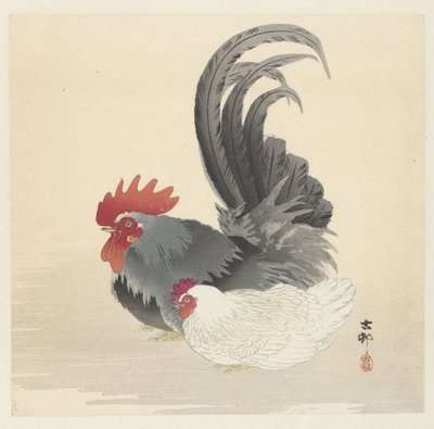 Chicken and Rooster by Ohara Koson