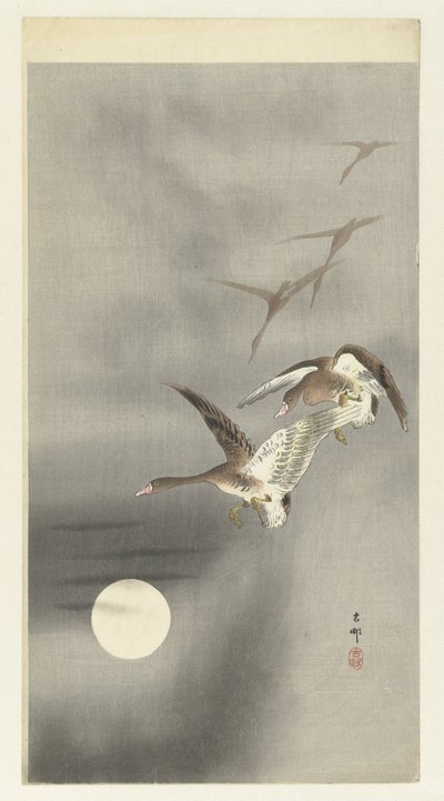 Geese in Flight by Ohara Koson