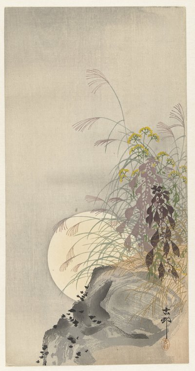 Grasses by Full Moon by Ohara Koson