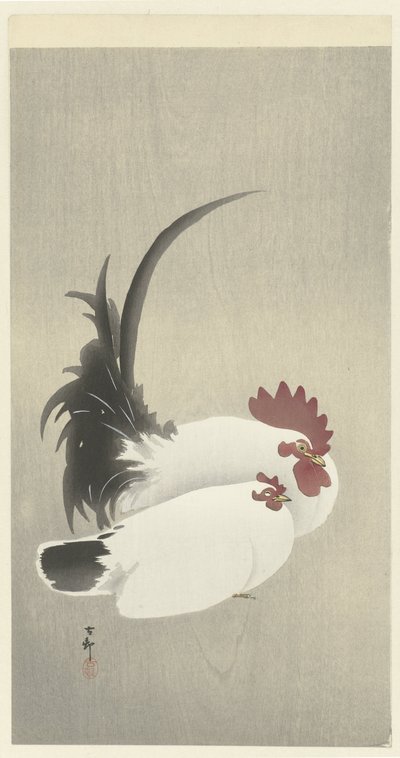 Rooster and Hen by Ohara Koson