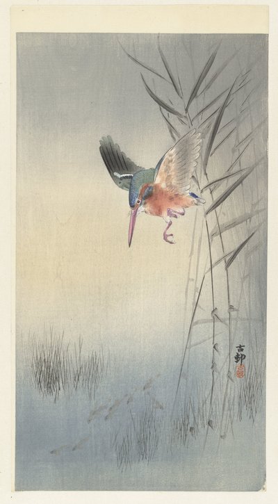 Kingfisher Hunting Fish by Ohara Koson