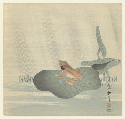 Frog on Lotus Leaf by Ohara Koson