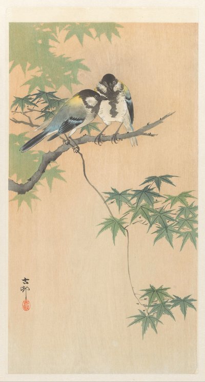 Great Tits on Maple Branch by Ohara Koson