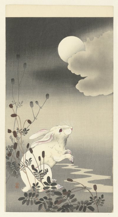 Rabbit under a Full Moon by Ohara Koson