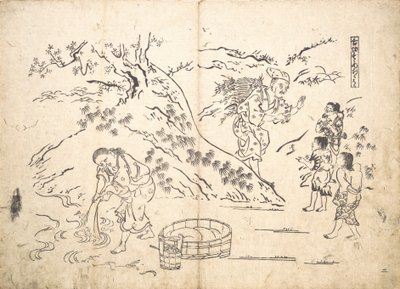 Fagot-gatherer Finds Boy with Sparrow by Okumura Masanobu
