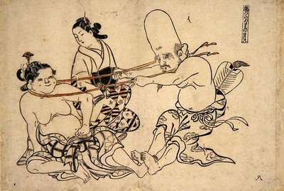 Fukurojin Tries to Lift Wench by Okumura Masanobu