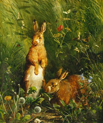 Hares, 1878 by Olaf August Hermansen