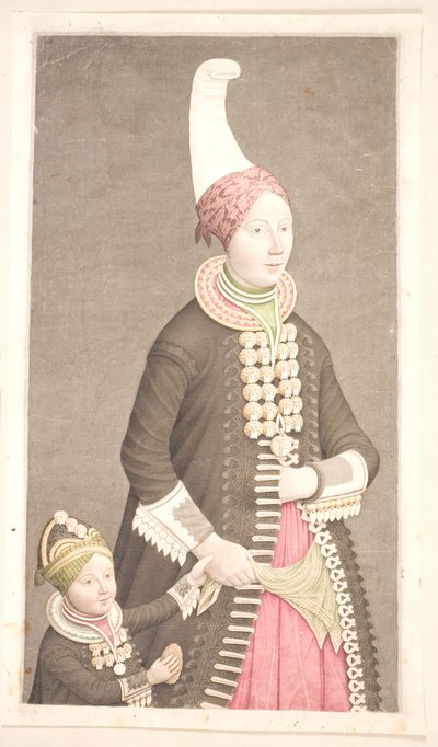 Woman and Girl Wearing Icelandic Costumes by Olavius