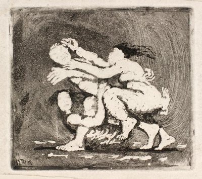 Two Women Fighting Over a Man by Oluf Hartmann