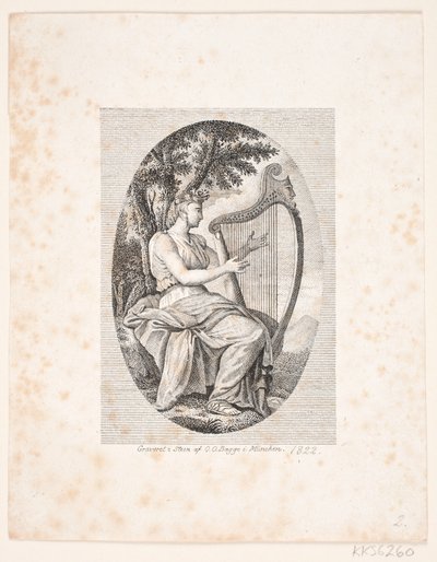 Woman Playing the Harp by Oluf Olufsen Bagge