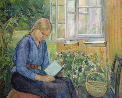 Eva Reading by Oluf Wold Thorne