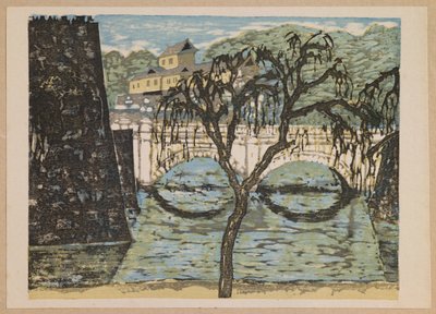 Nijūbashi, from the series “Recollections of Tokyo” by Onchi Kôshirô