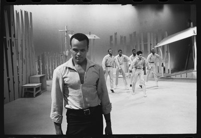 Harry Belafonte on set of TV special by Orlando Suero