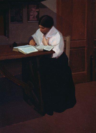 Woman writing by Oscar Ghiglia