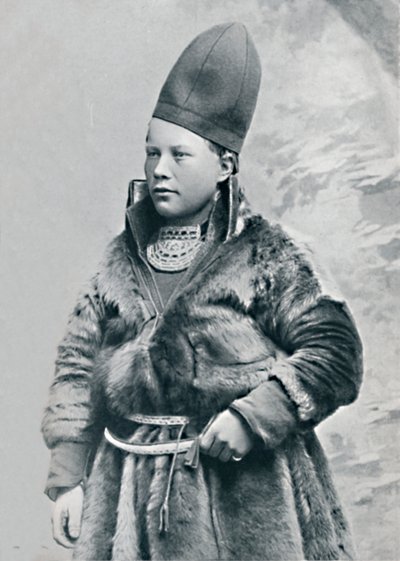 A young Laplander in winter costume by Oscar Olsson