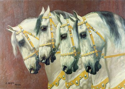 Heads of Four Horses by Oskar Merte