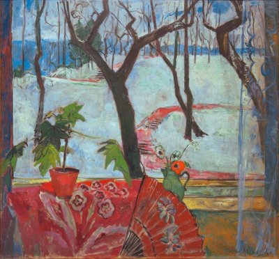 Studio Window Breslau with Snow Landscape by Oskar Moll