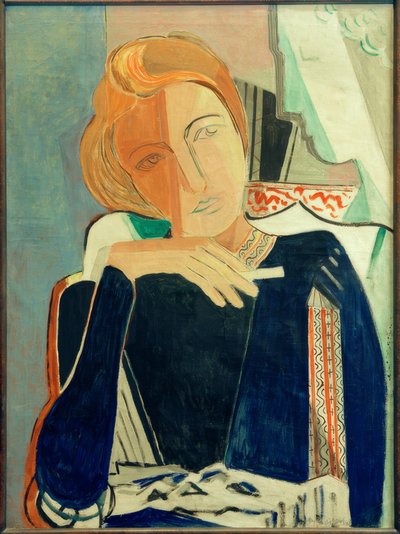 Inge II, in Dark Blue with Cigarette by Oskar Moll