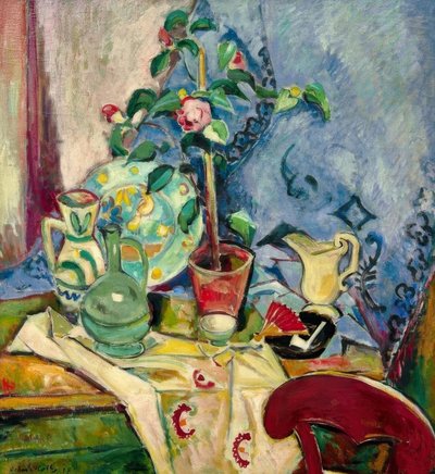 Still Life with Camellia by Oskar Moll