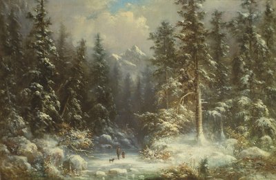 Forest Snow Scene by Oswald Richter