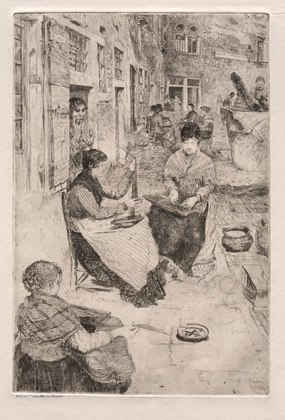 Etchings of Venice: Bead Stringers, 1882 by Otto H. Bacher