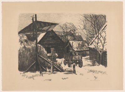Farmyard in the Snow by Otto Hanrath (signed by artist)